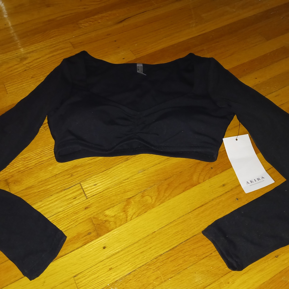 Akira Black Long Sleeve Crop Top